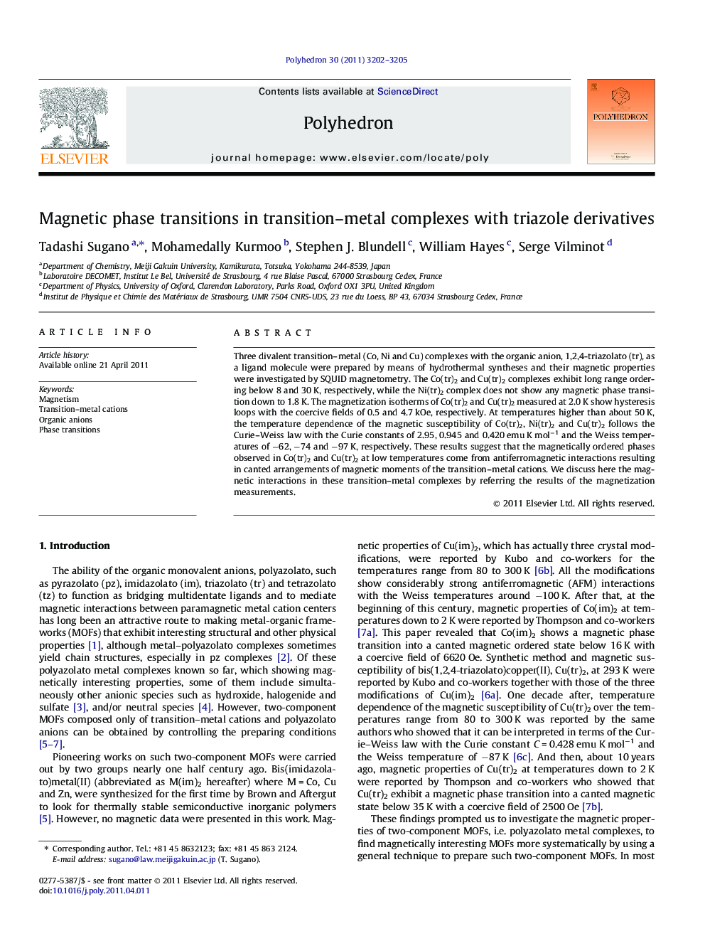 Magnetic phase transitions in transition-metal complexes with triazole derivatives