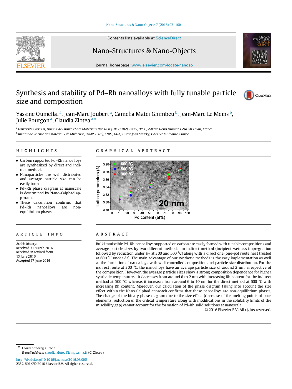 Synthesis and stability of Pd–Rh nanoalloys with fully tunable particle size and composition