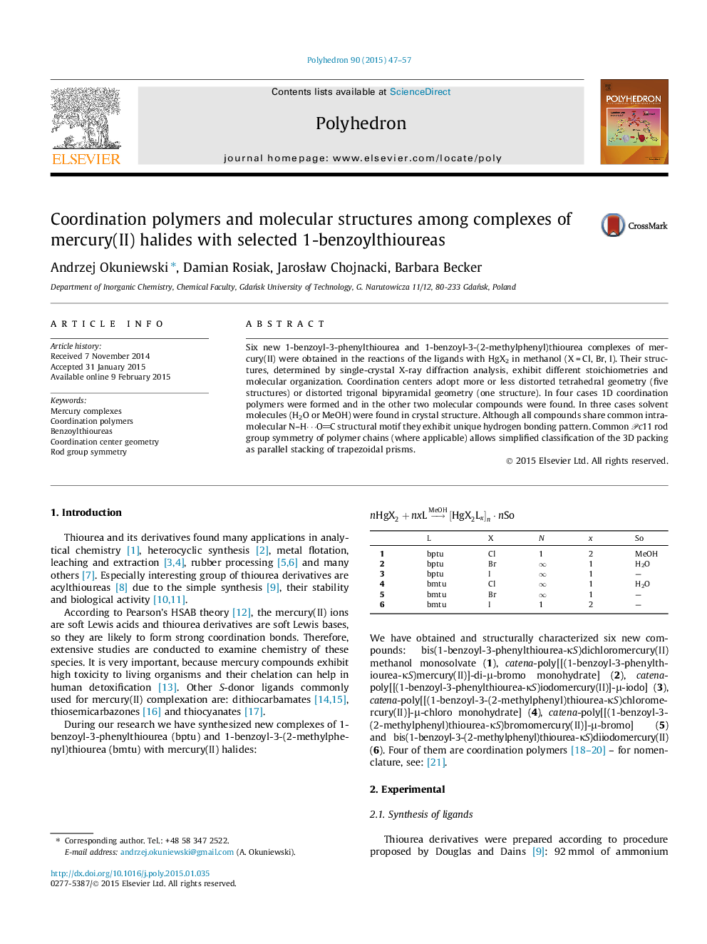 Coordination polymers and molecular structures among complexes of mercury(II) halides with selected 1-benzoylthioureas