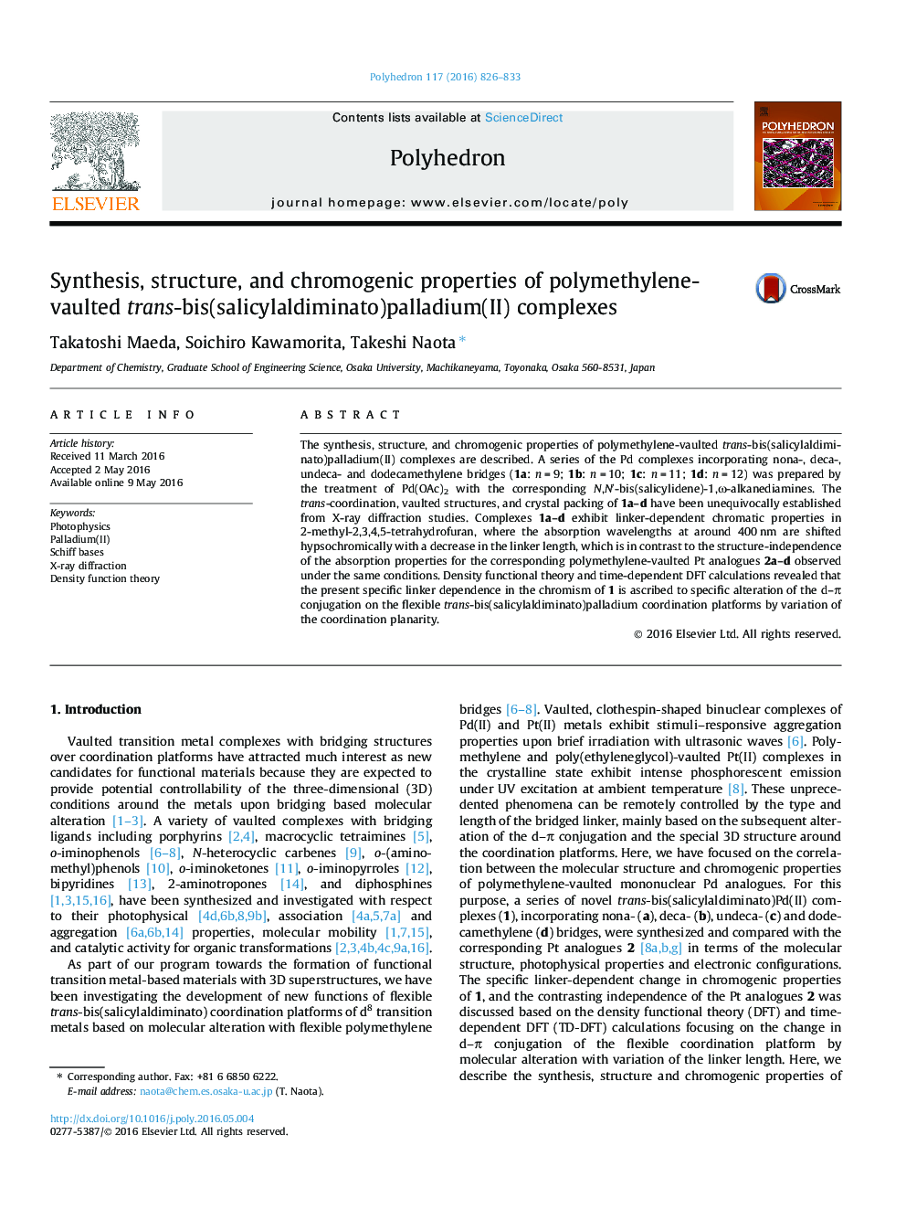 Synthesis, structure, and chromogenic properties of polymethylene-vaulted trans-bis(salicylaldiminato)palladium(II) complexes