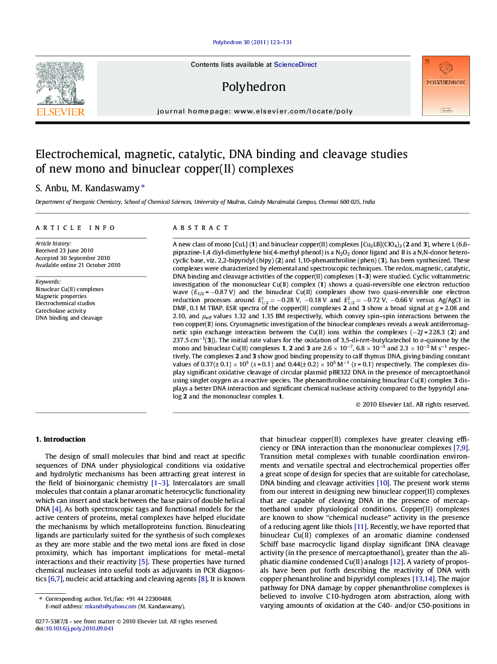 Electrochemical, magnetic, catalytic, DNA binding and cleavage studies of new mono and binuclear copper(II) complexes