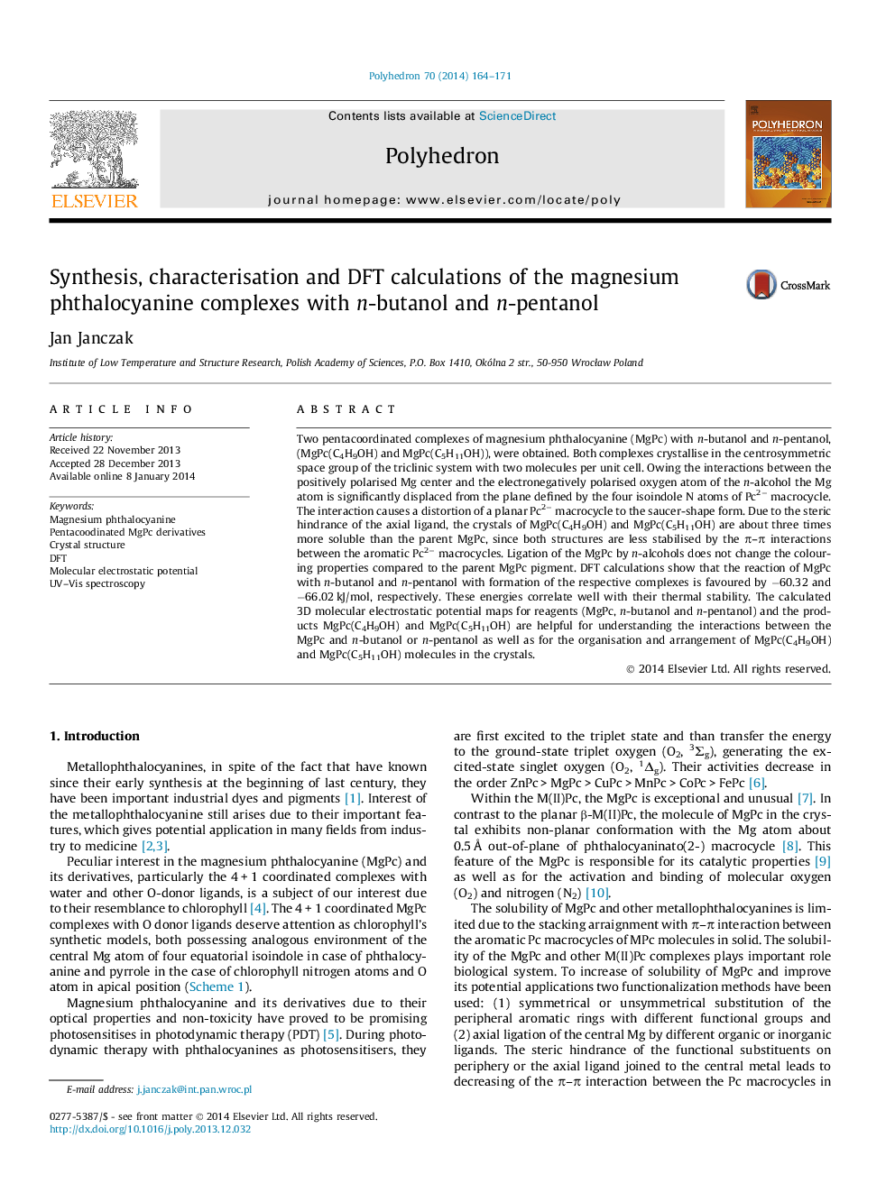 Synthesis, characterisation and DFT calculations of the magnesium phthalocyanine complexes with n-butanol and n-pentanol