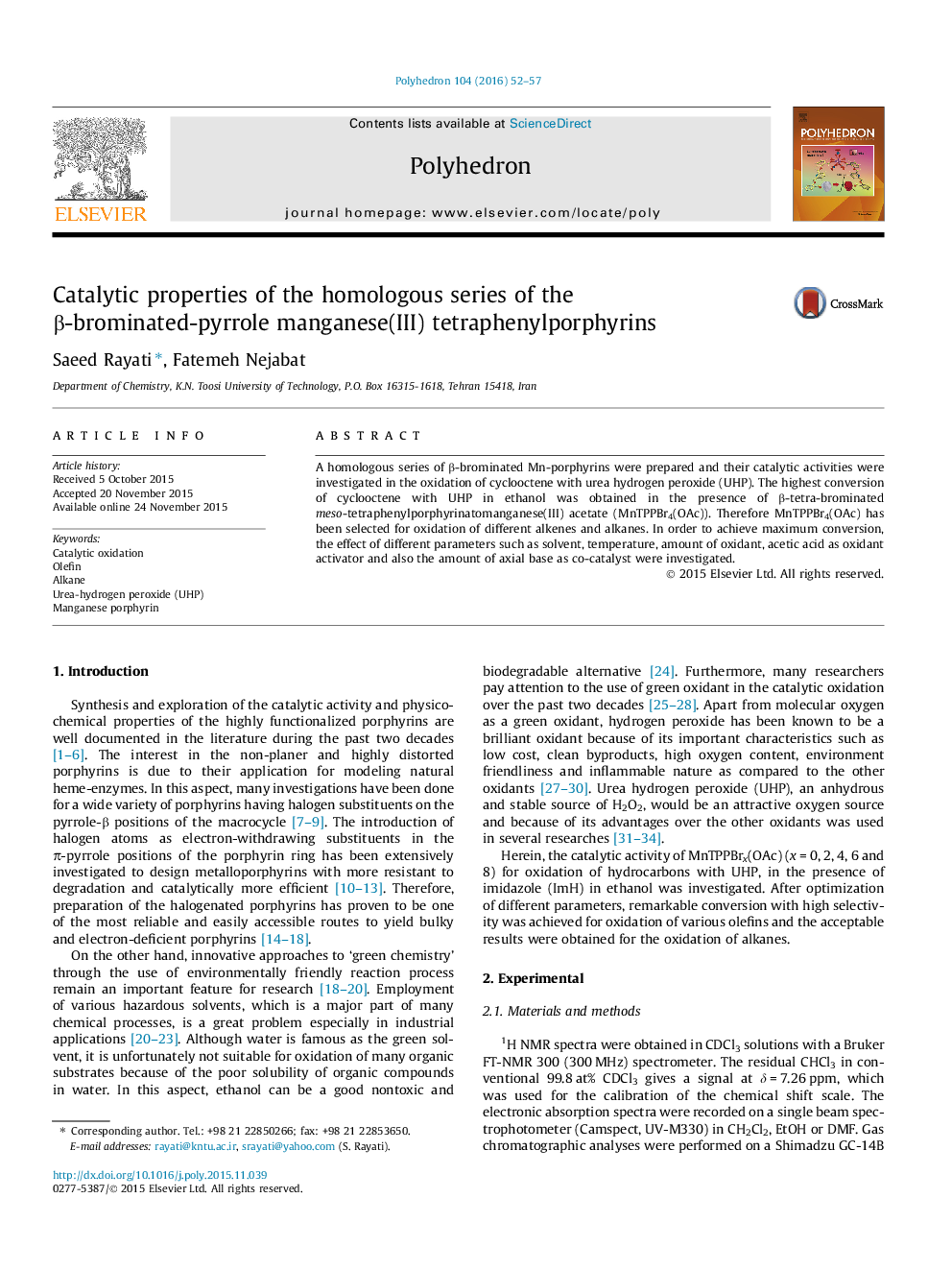 Catalytic properties of the homologous series of the β-brominated-pyrrole manganese(III) tetraphenylporphyrins