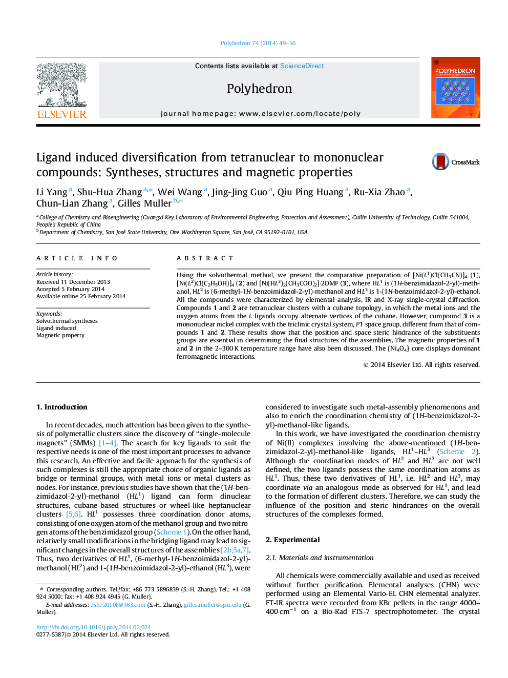 Ligand induced diversification from tetranuclear to mononuclear compounds: Syntheses, structures and magnetic properties