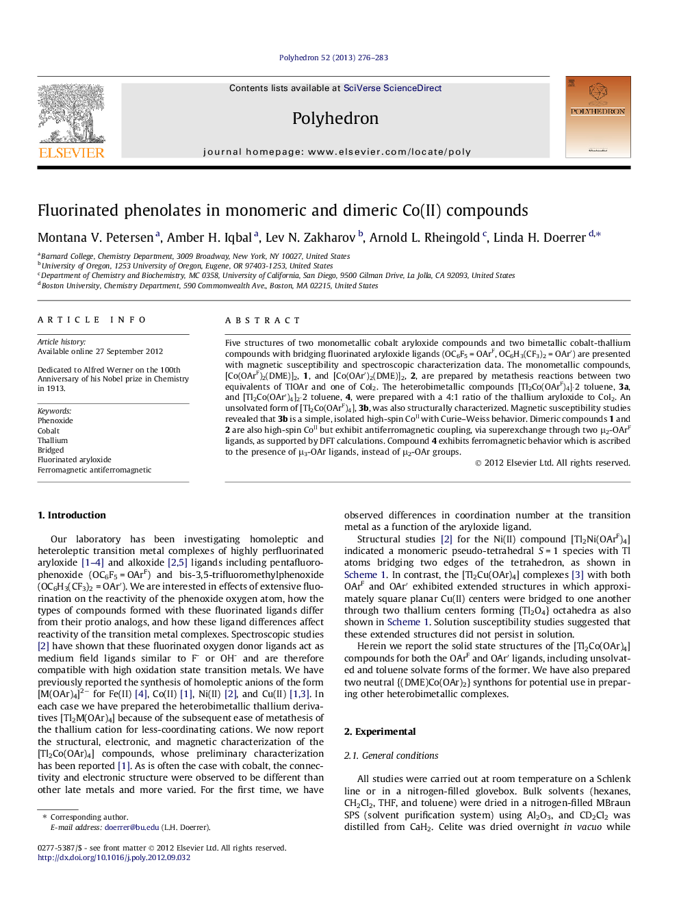 Fluorinated phenolates in monomeric and dimeric Co(II) compounds