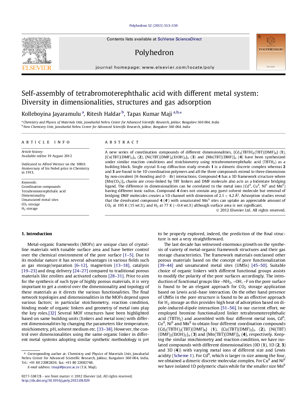 Self-assembly of tetrabromoterephthalic acid with different metal system: Diversity in dimensionalities, structures and gas adsorption