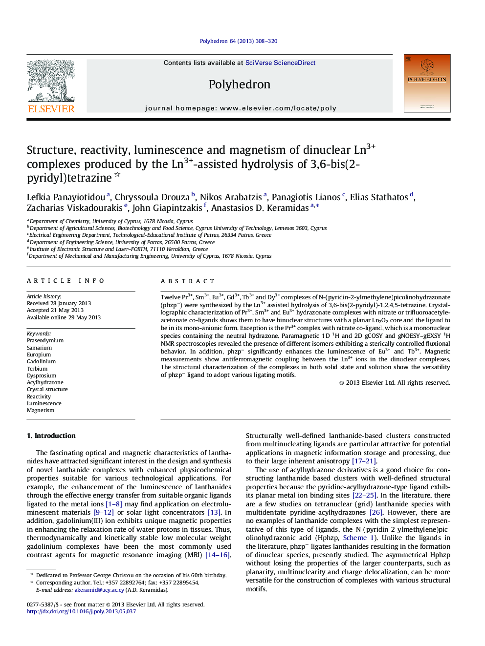 Structure, reactivity, luminescence and magnetism of dinuclear Ln3+ complexes produced by the Ln3+-assisted hydrolysis of 3,6-bis(2-pyridyl)tetrazine 