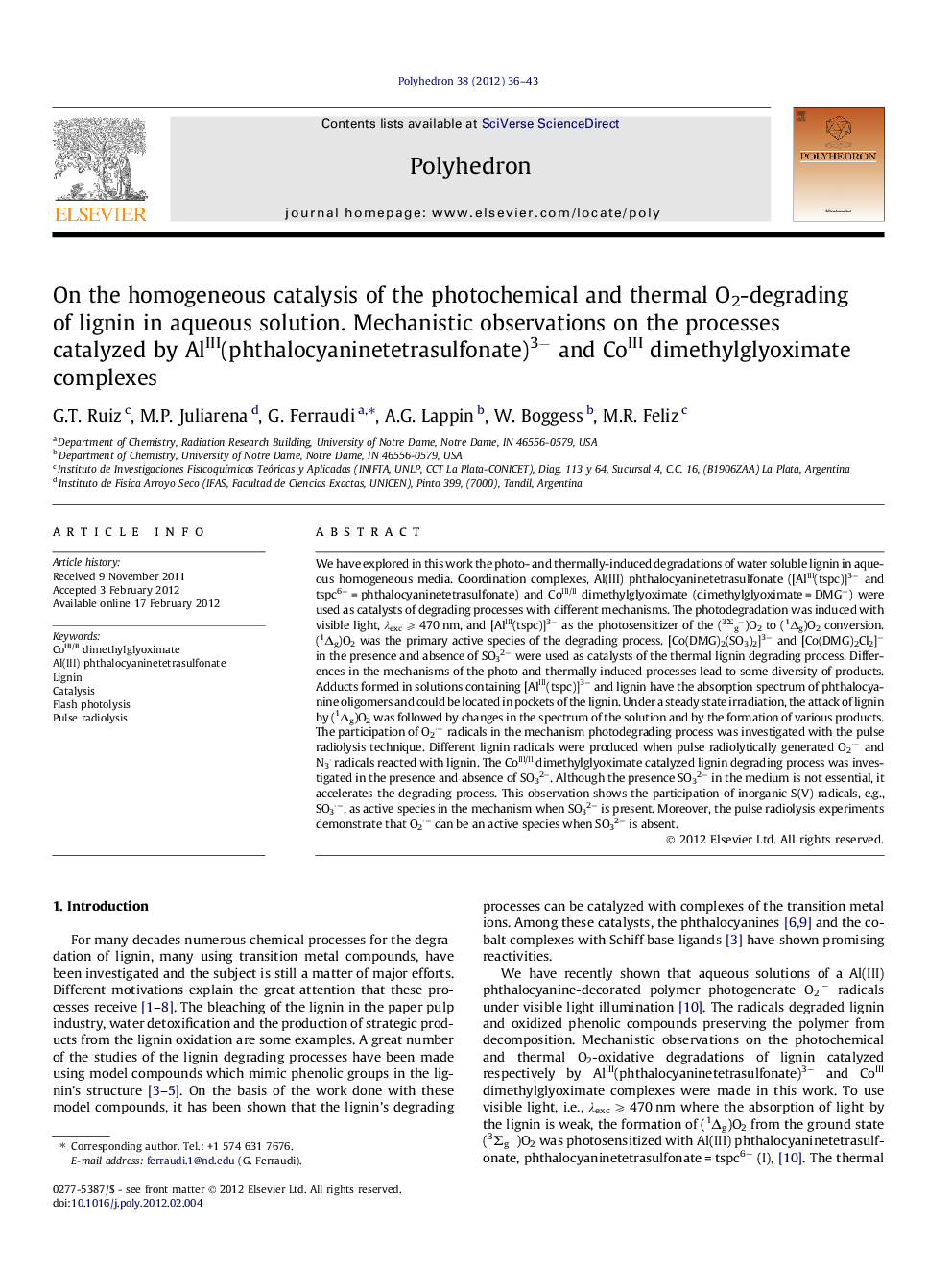 On the homogeneous catalysis of the photochemical and thermal O2-degrading of lignin in aqueous solution. Mechanistic observations on the processes catalyzed by AlIII(phthalocyaninetetrasulfonate)3− and CoIIIdimethylglyoximate complexes