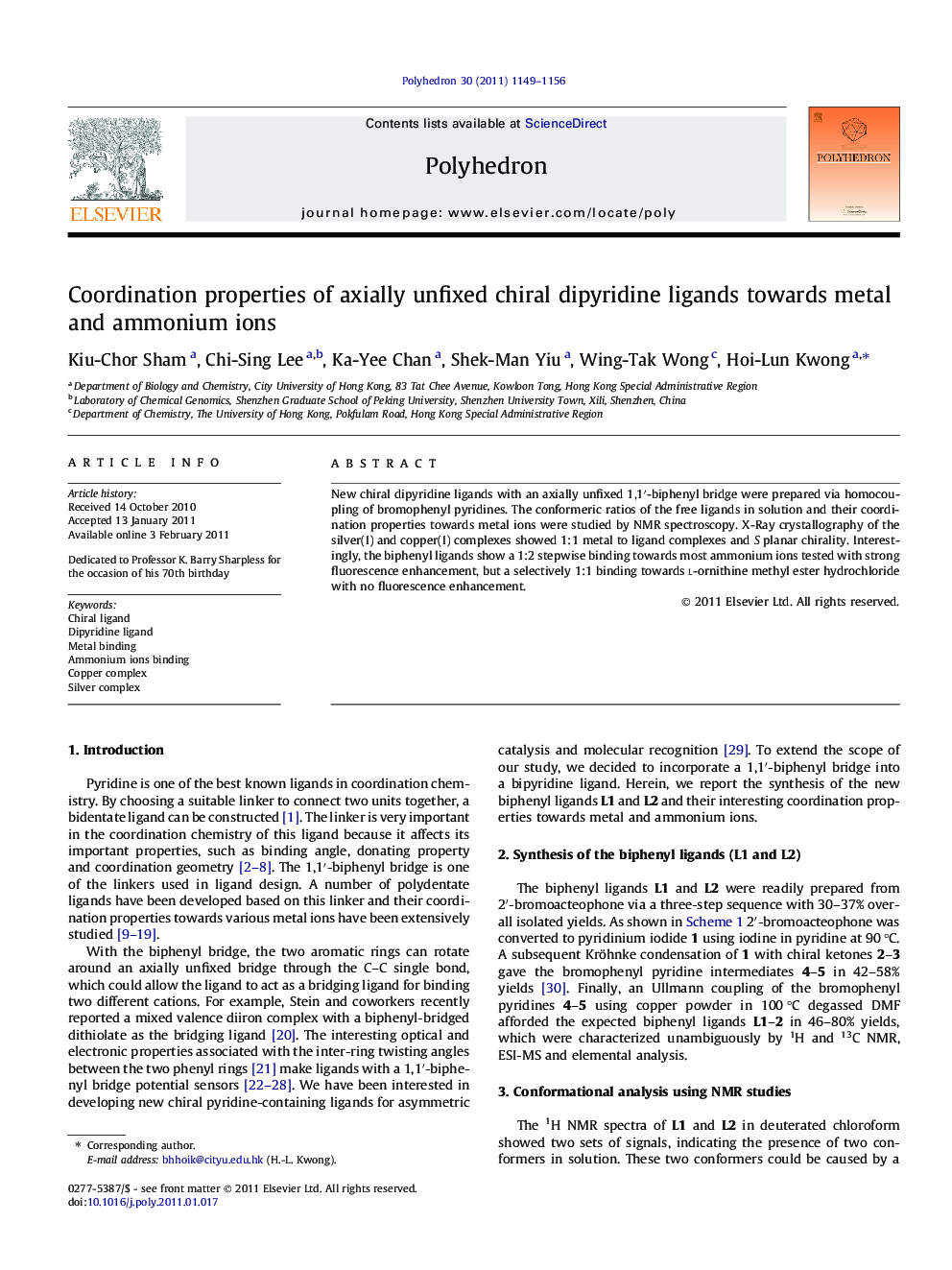 Coordination properties of axially unfixed chiral dipyridine ligands towards metal and ammonium ions