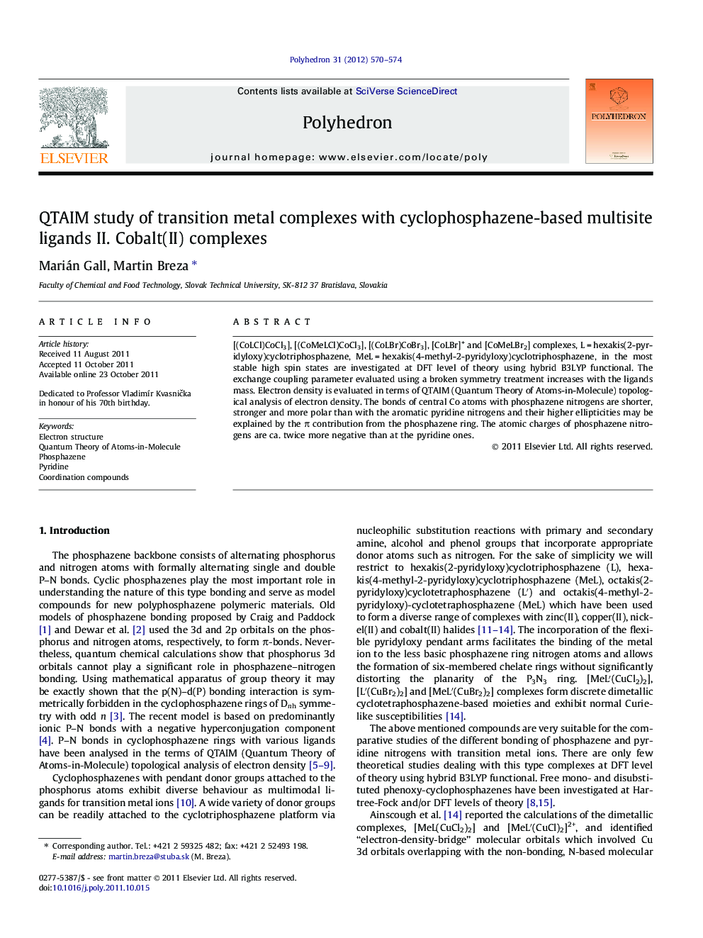 QTAIM study of transition metal complexes with cyclophosphazene-based multisite ligands II. Cobalt(II) complexes