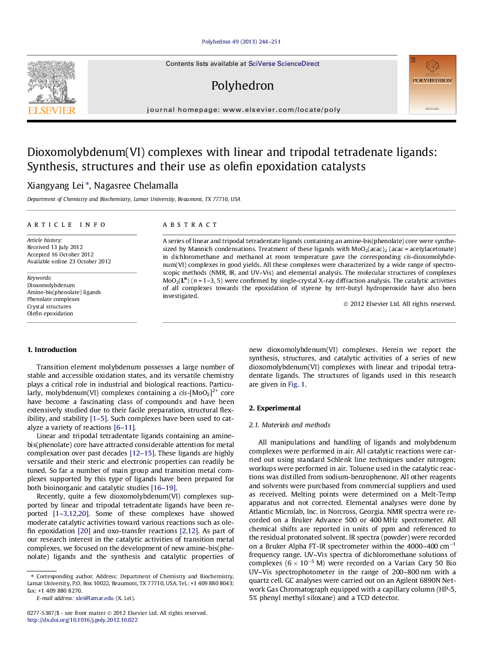 Dioxomolybdenum(VI) complexes with linear and tripodal tetradenate ligands: Synthesis, structures and their use as olefin epoxidation catalysts