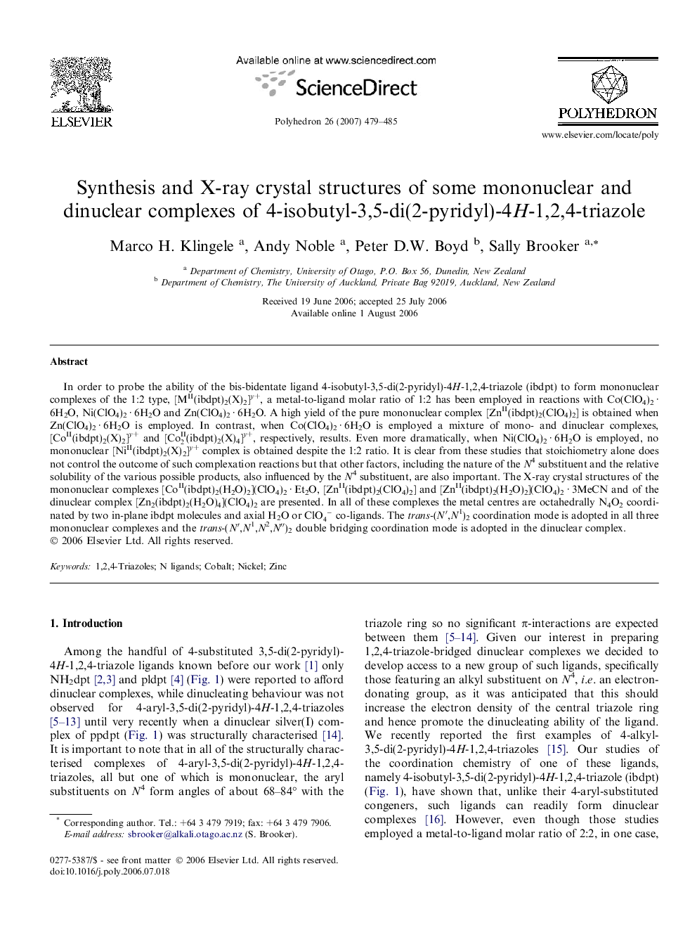 Synthesis and X-ray crystal structures of some mononuclear and dinuclear complexes of 4-isobutyl-3,5-di(2-pyridyl)-4H-1,2,4-triazole