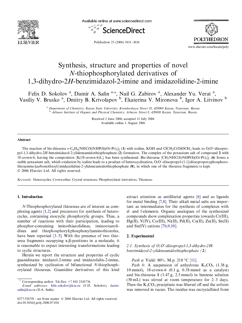 Synthesis, structure and properties of novel N-thiophosphorylated derivatives of 1,3-dihydro-2H-benzimidazol-2-imine and imidazolidine-2-imine