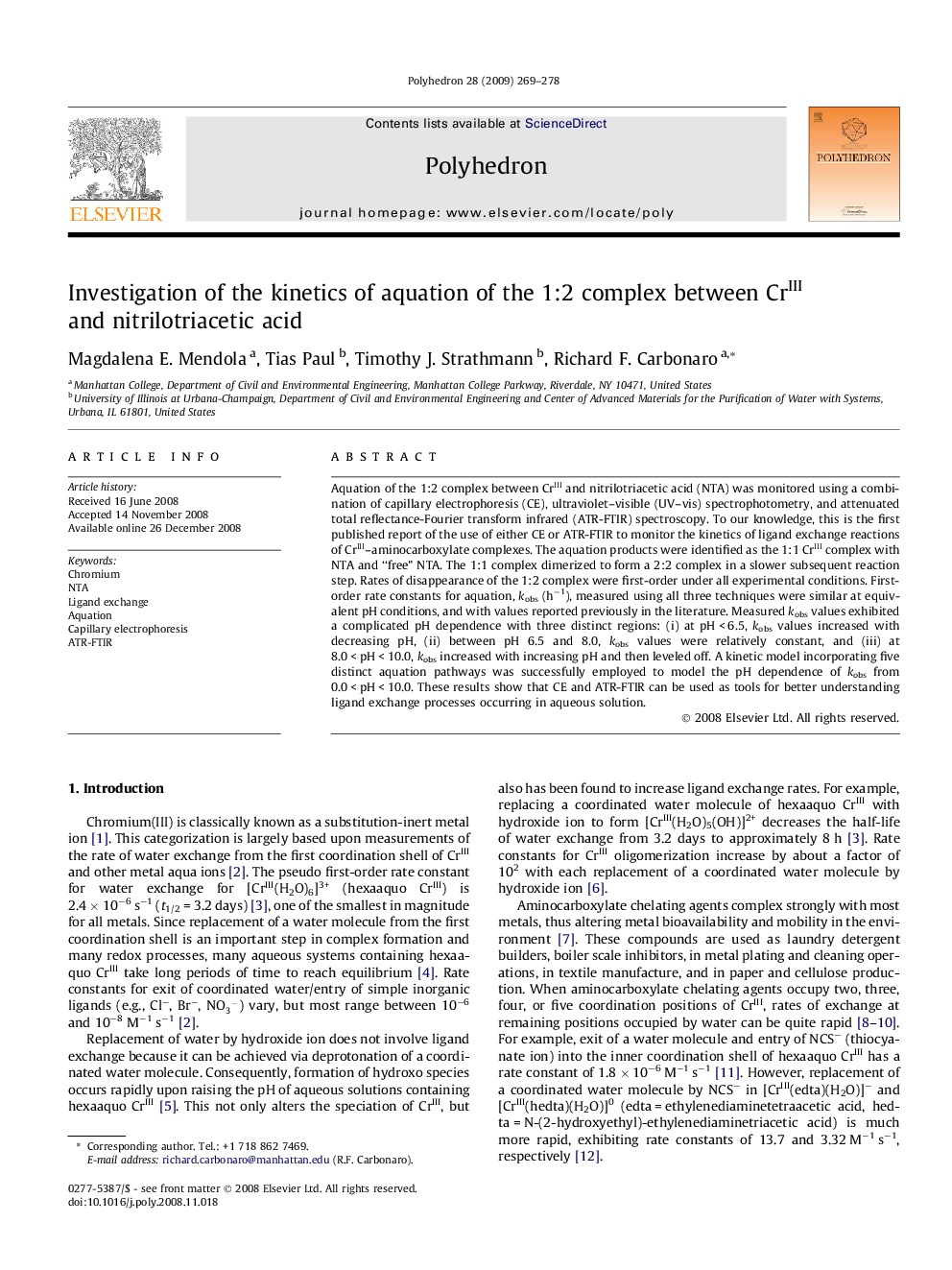 Investigation of the kinetics of aquation of the 1:2 complex between CrIII and nitrilotriacetic acid