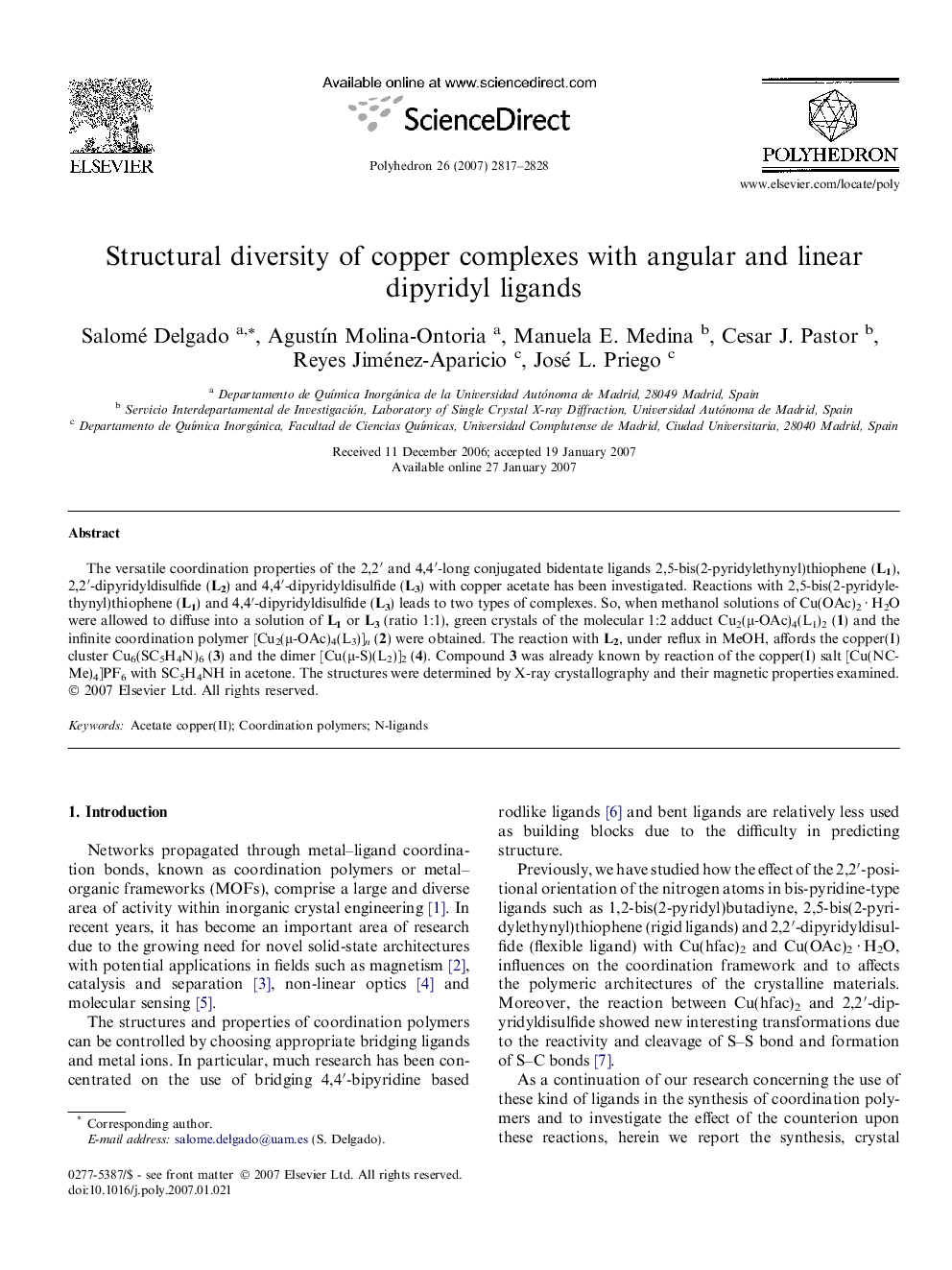 Structural diversity of copper complexes with angular and linear dipyridyl ligands