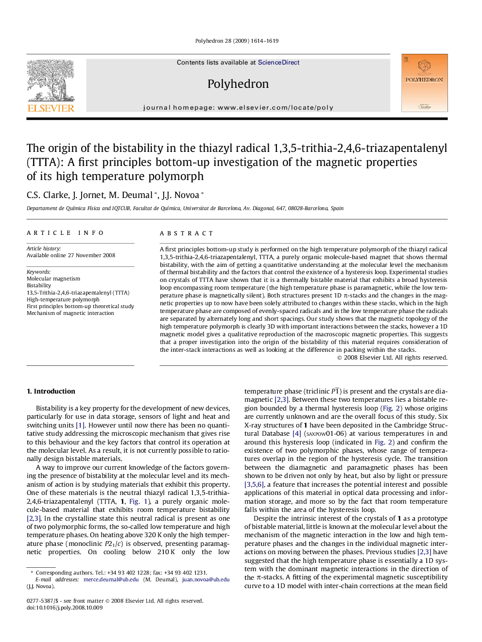 The origin of the bistability in the thiazyl radical 1,3,5-trithia-2,4,6-triazapentalenyl (TTTA): A first principles bottom-up investigation of the magnetic properties of its high temperature polymorph