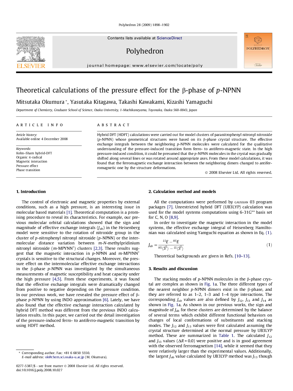 Theoretical calculations of the pressure effect for the Î²-phase of p-NPNN