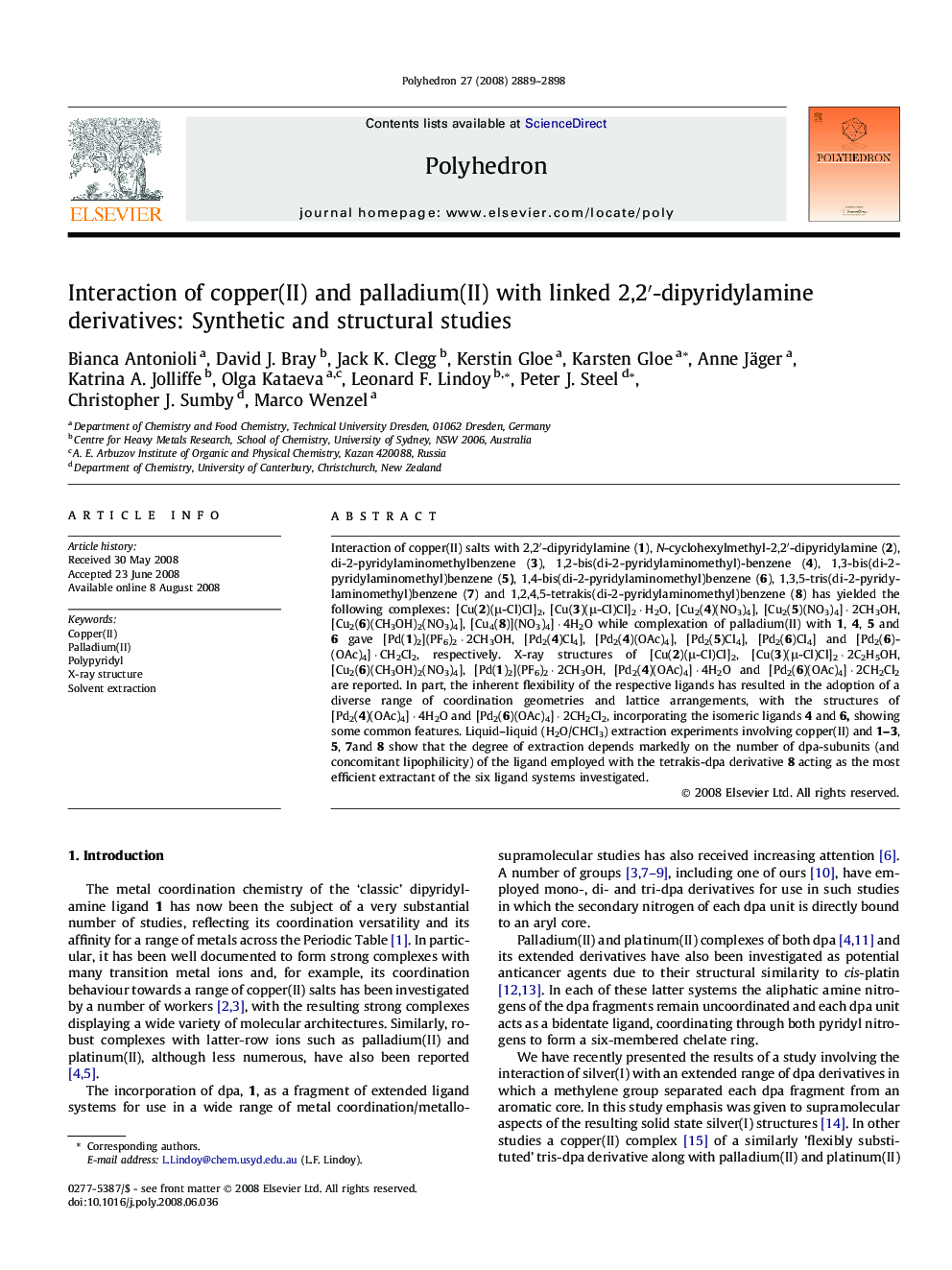 Interaction of copper(II) and palladium(II) with linked 2,2′-dipyridylamine derivatives: Synthetic and structural studies