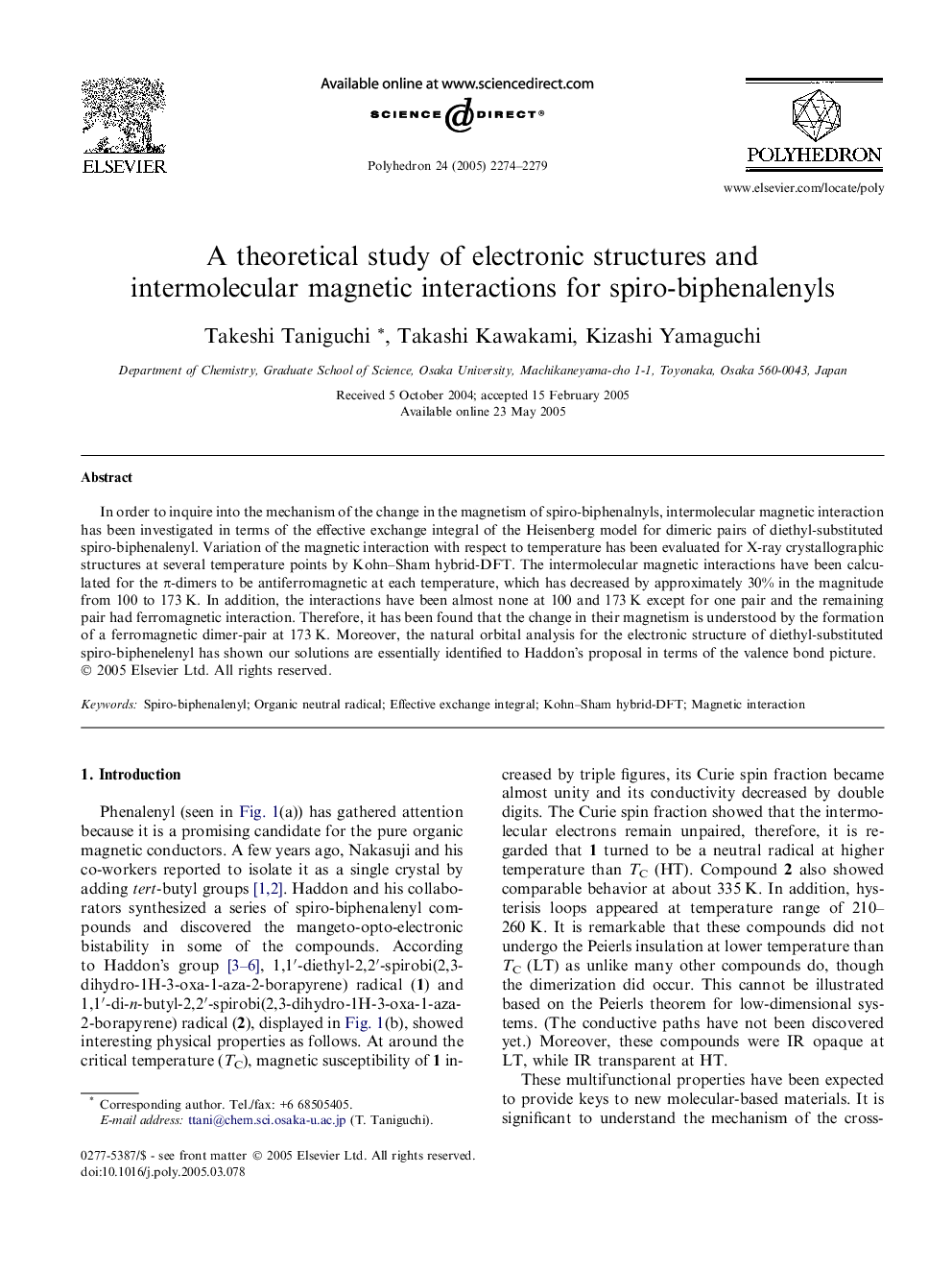 A theoretical study of electronic structures and intermolecular magnetic interactions for spiro-biphenalenyls