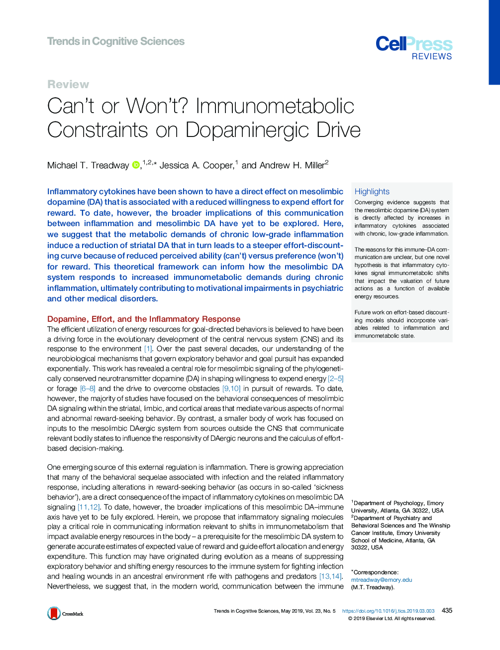 Can't or Won't? Immunometabolic Constraints on Dopaminergic Drive