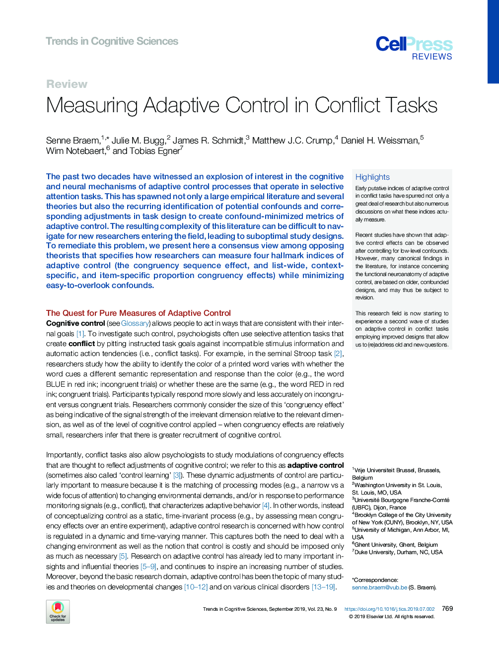 Measuring Adaptive Control in Conflict Tasks