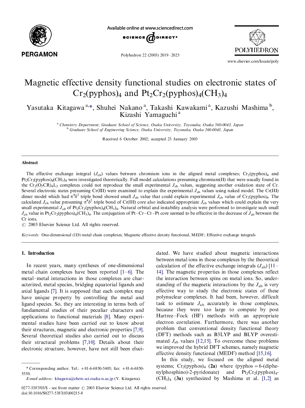 Magnetic effective density functional studies on electronic states of Cr2(pyphos)4 and Pt2Cr2(pyphos)4(CH3)4