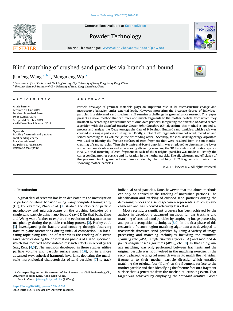 Blind matching of crushed sand particles via branch and bound