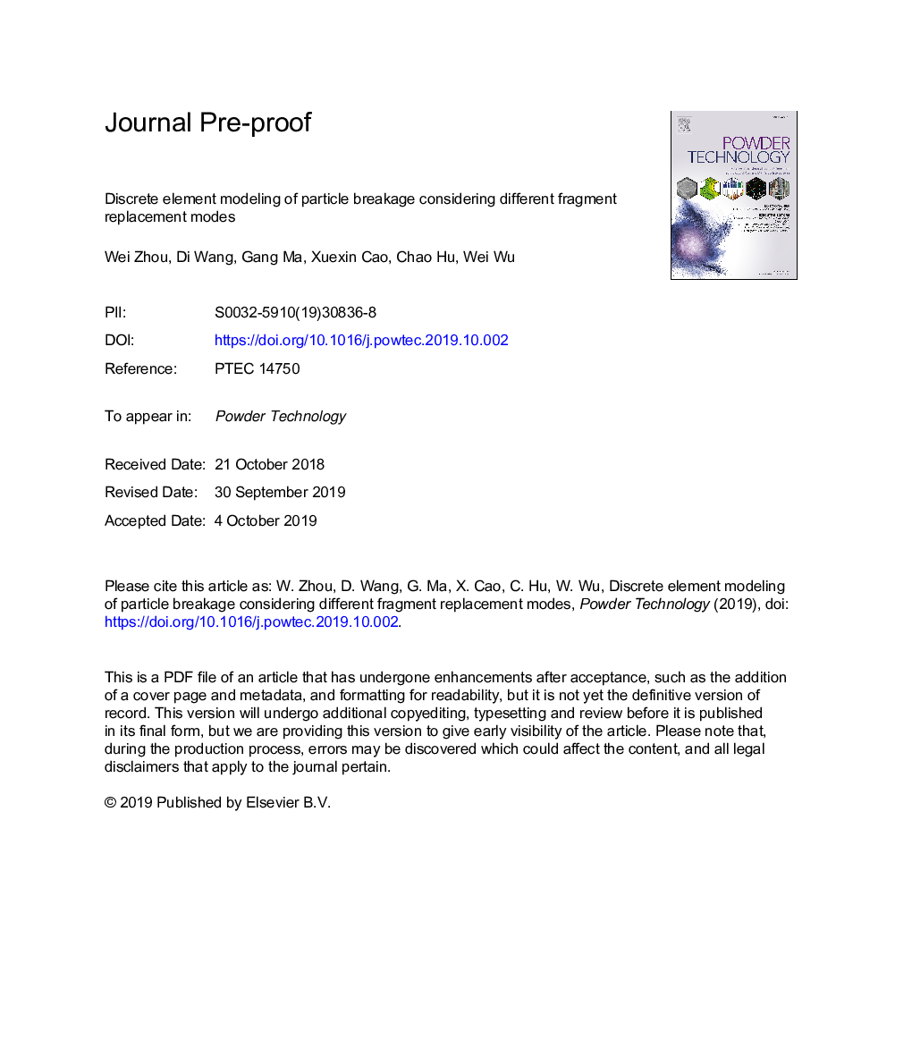 Discrete element modeling of particle breakage considering different fragment replacement modes