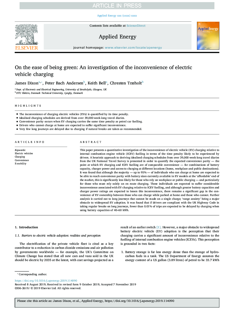 عکس صفحه اول مقاله: On the ease of being green: An investigation of the inconvenience of electric vehicle charging On the ease of being green: An investigation of the inconvenience of electric vehicle charging