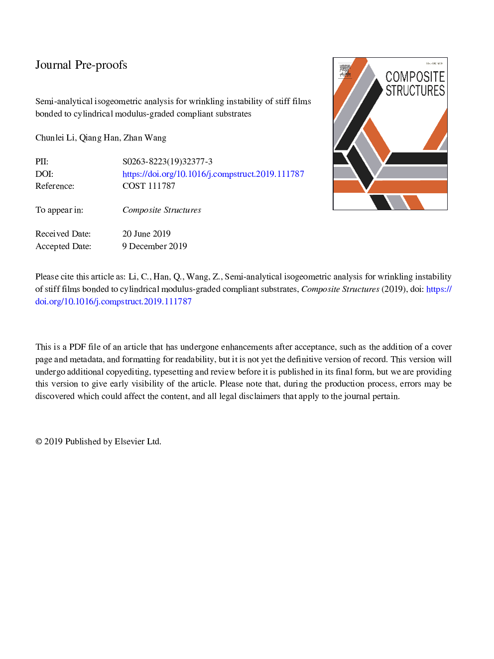 Semi-analytical isogeometric analysis for wrinkling instability of stiff films bonded to cylindrical modulus-graded compliant substrates