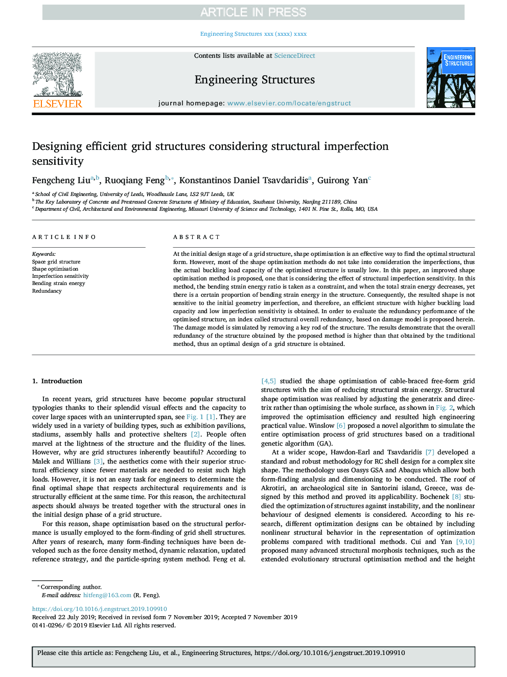 Designing efficient grid structures considering structural imperfection sensitivity