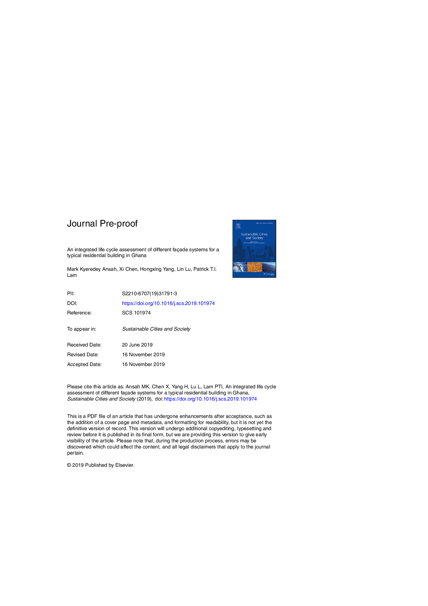 An integrated life cycle assessment of different façade systems for a typical residential building in Ghana