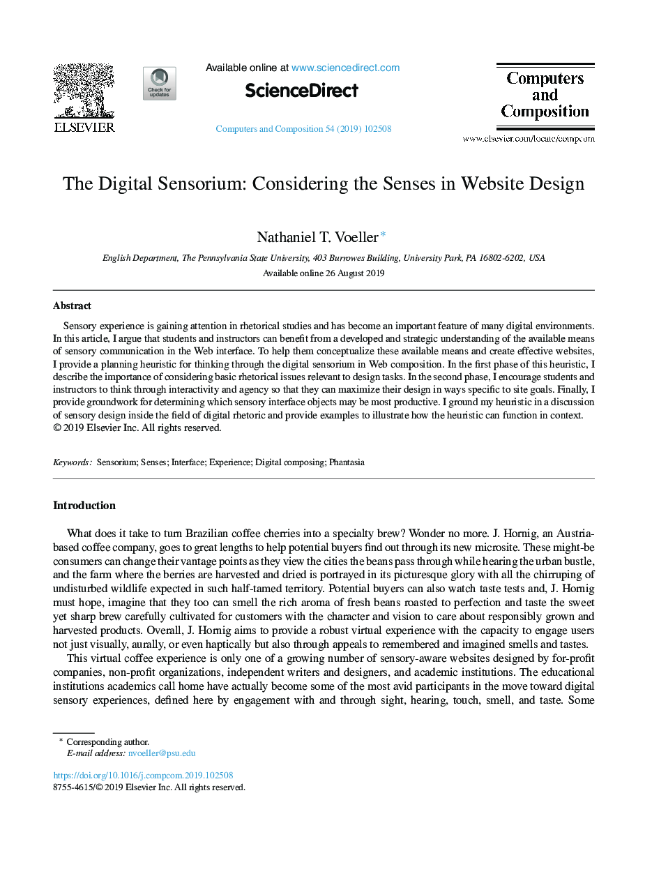 The Digital Sensorium: Considering the Senses in Website Design