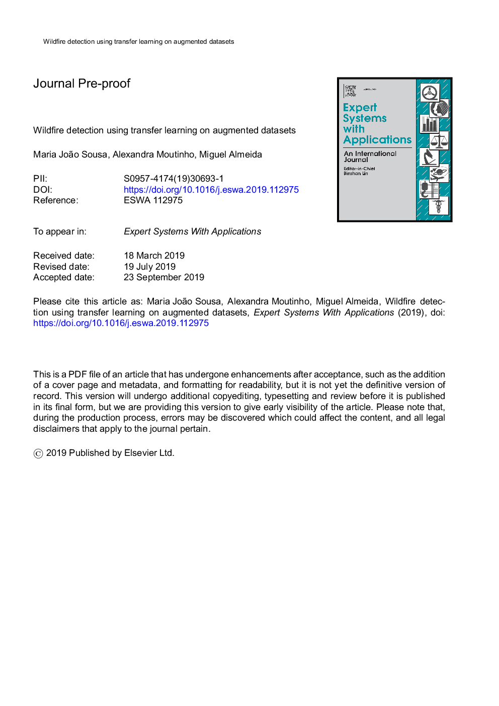 Wildfire detection using transfer learning on augmented datasets