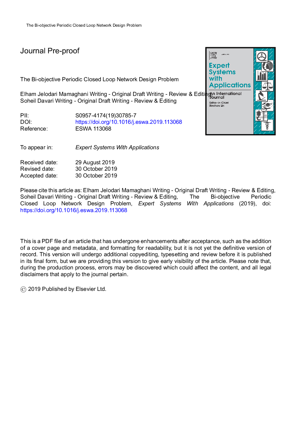 The bi-objective periodic closed loop network design problem