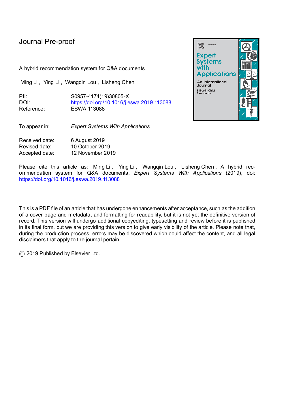 A hybrid recommendation system for Q&A documents