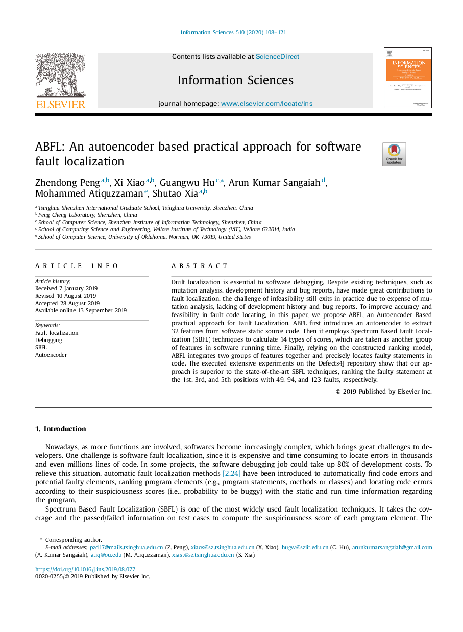 ABFL: An autoencoder based practical approach for software fault localization