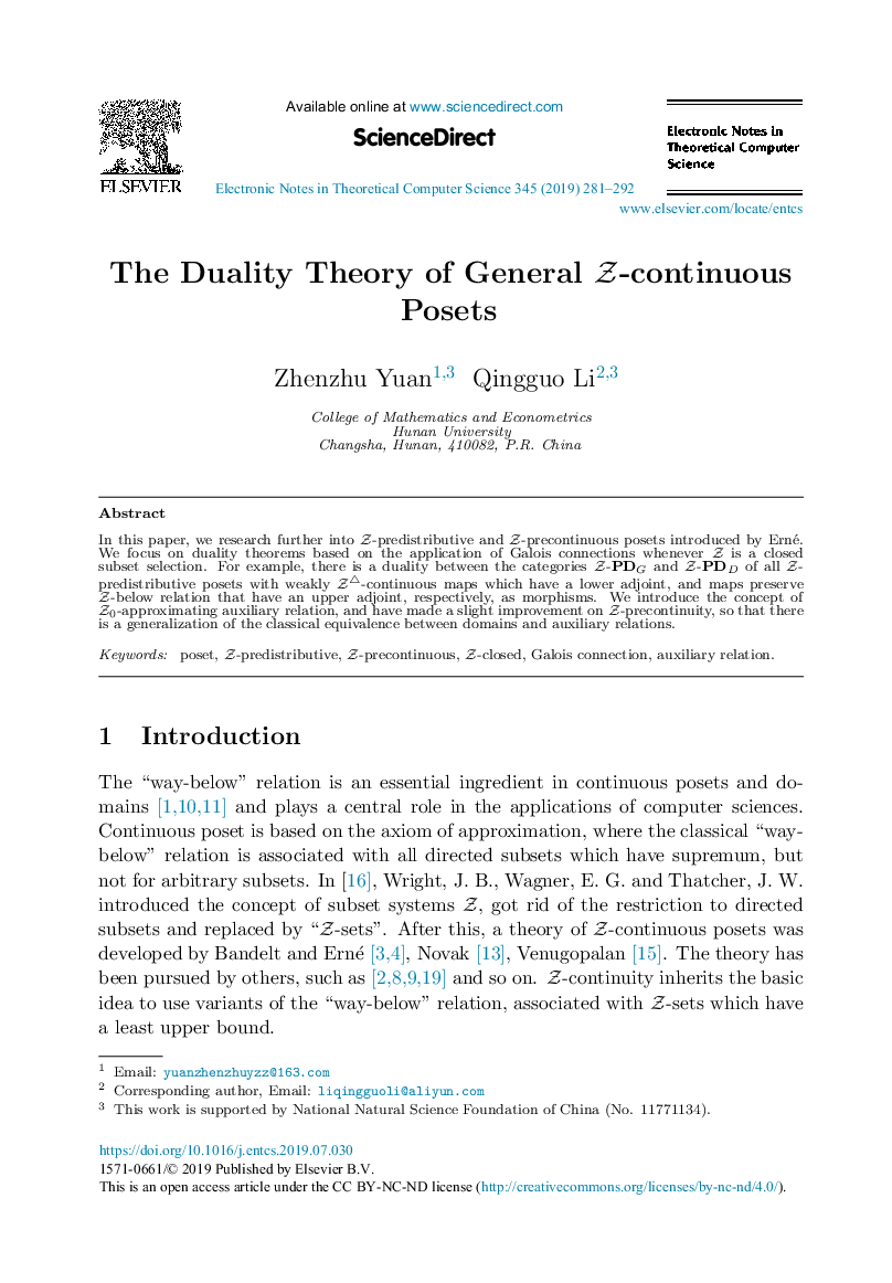 The Duality Theory of General Z-continuous Posets