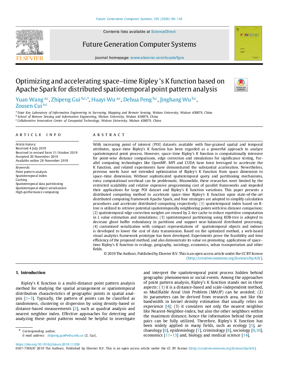 Optimizing and accelerating space-time Ripley 's K function based on Apache Spark for distributed spatiotemporal point pattern analysis