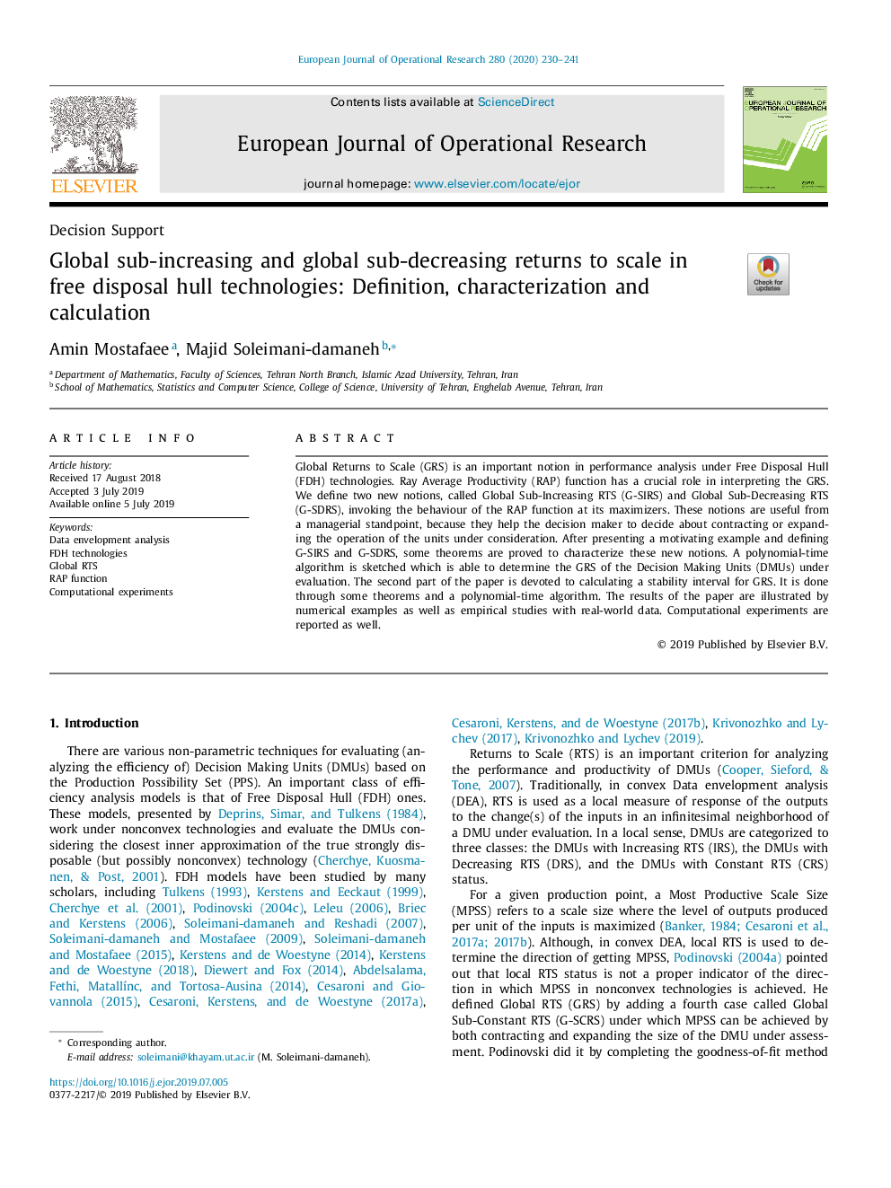 Global sub-increasing and global sub-decreasing returns to scale in free disposal hull technologies: Definition, characterization and calculation