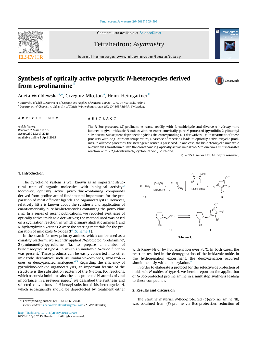 Synthesis of optically active polycyclic N-heterocycles derived from l-prolinamine1