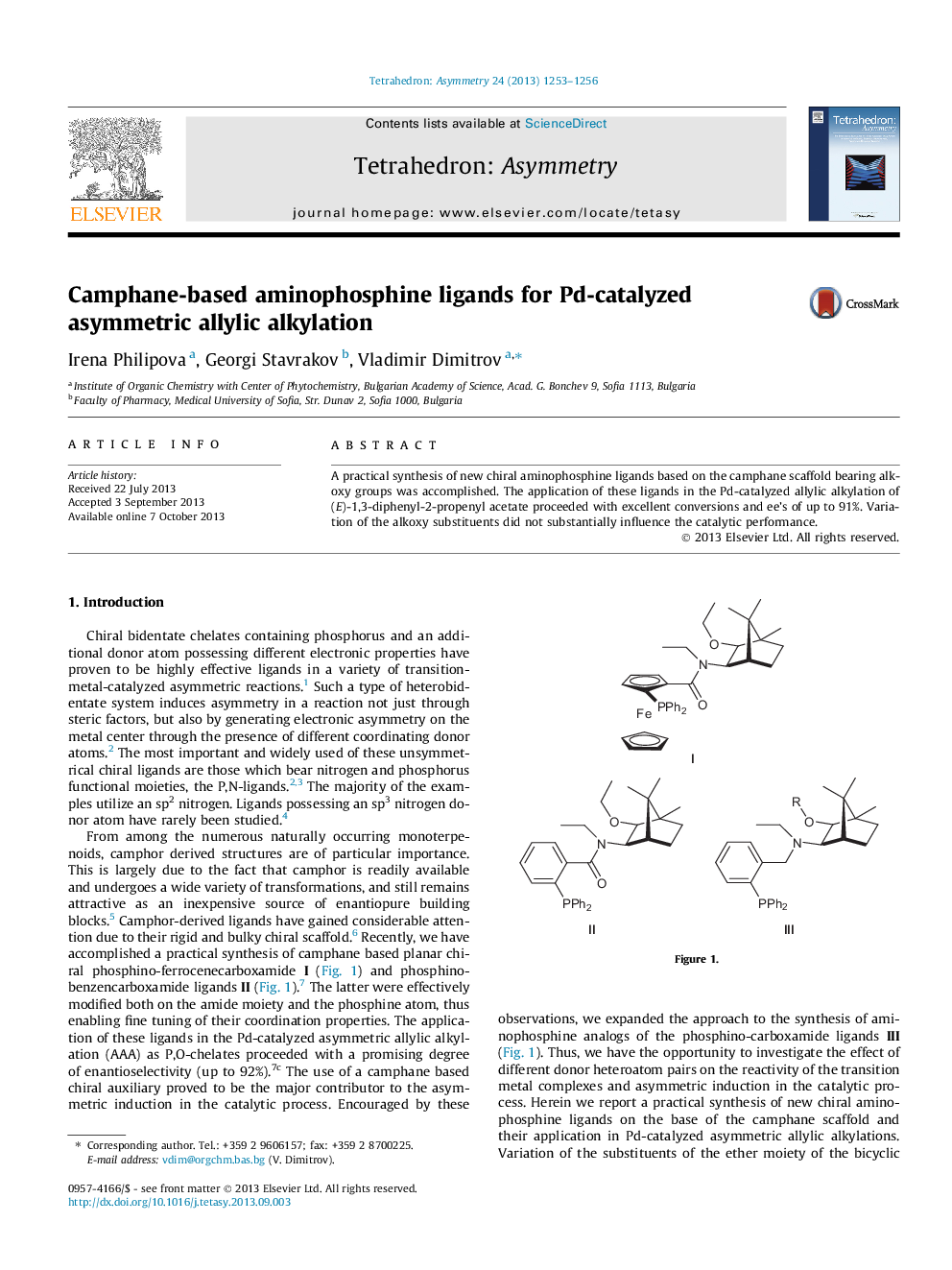عکس صفحه اول مقاله: Camphane-based aminophosphine ligands for Pd-catalyzed asymmetric allylic alkylation Camphane-based aminophosphine ligands for Pd-catalyzed asymmetric allylic alkylation