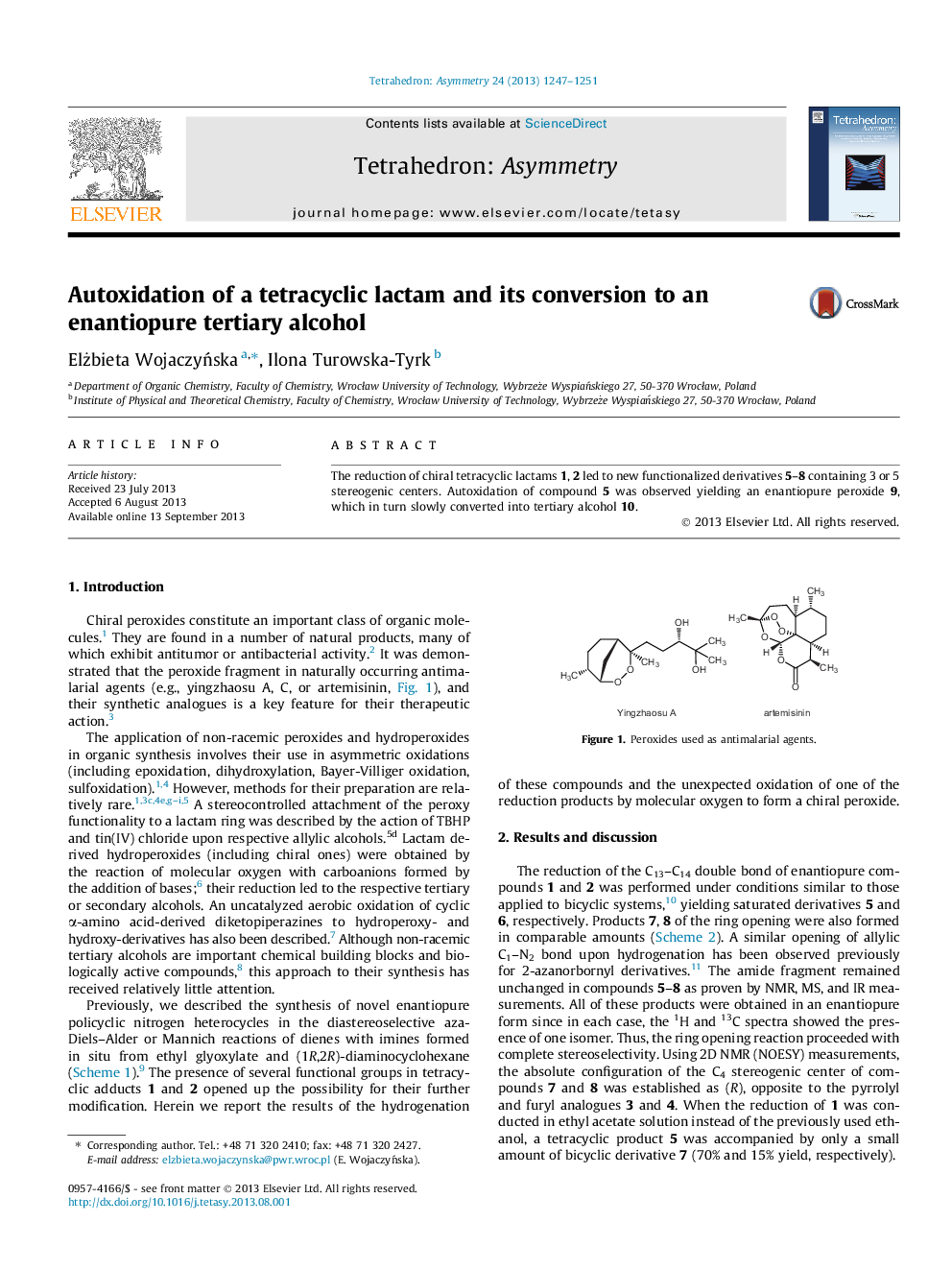 Autoxidation of a tetracyclic lactam and its conversion to an enantiopure tertiary alcohol