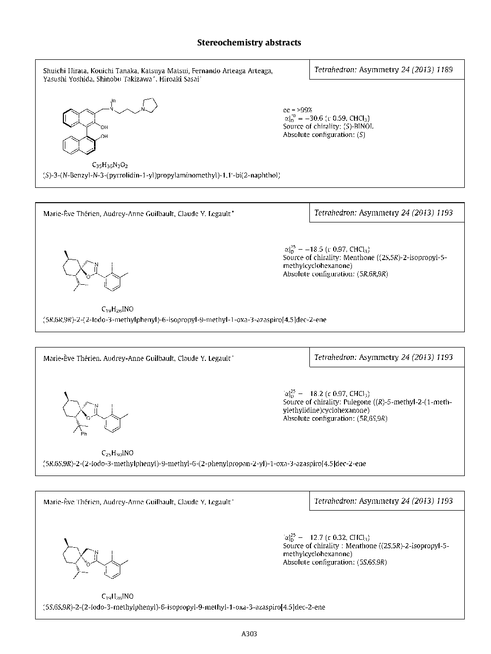 Stereochemistry abstracts