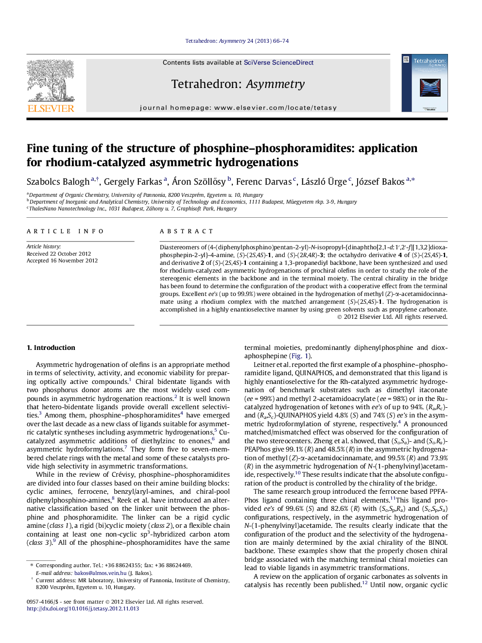Fine tuning of the structure of phosphine–phosphoramidites: application for rhodium-catalyzed asymmetric hydrogenations