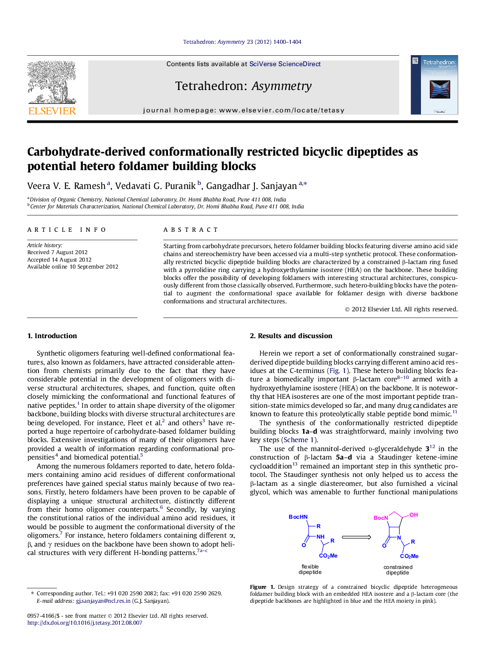 Carbohydrate-derived conformationally restricted bicyclic dipeptides as potential hetero foldamer building blocks