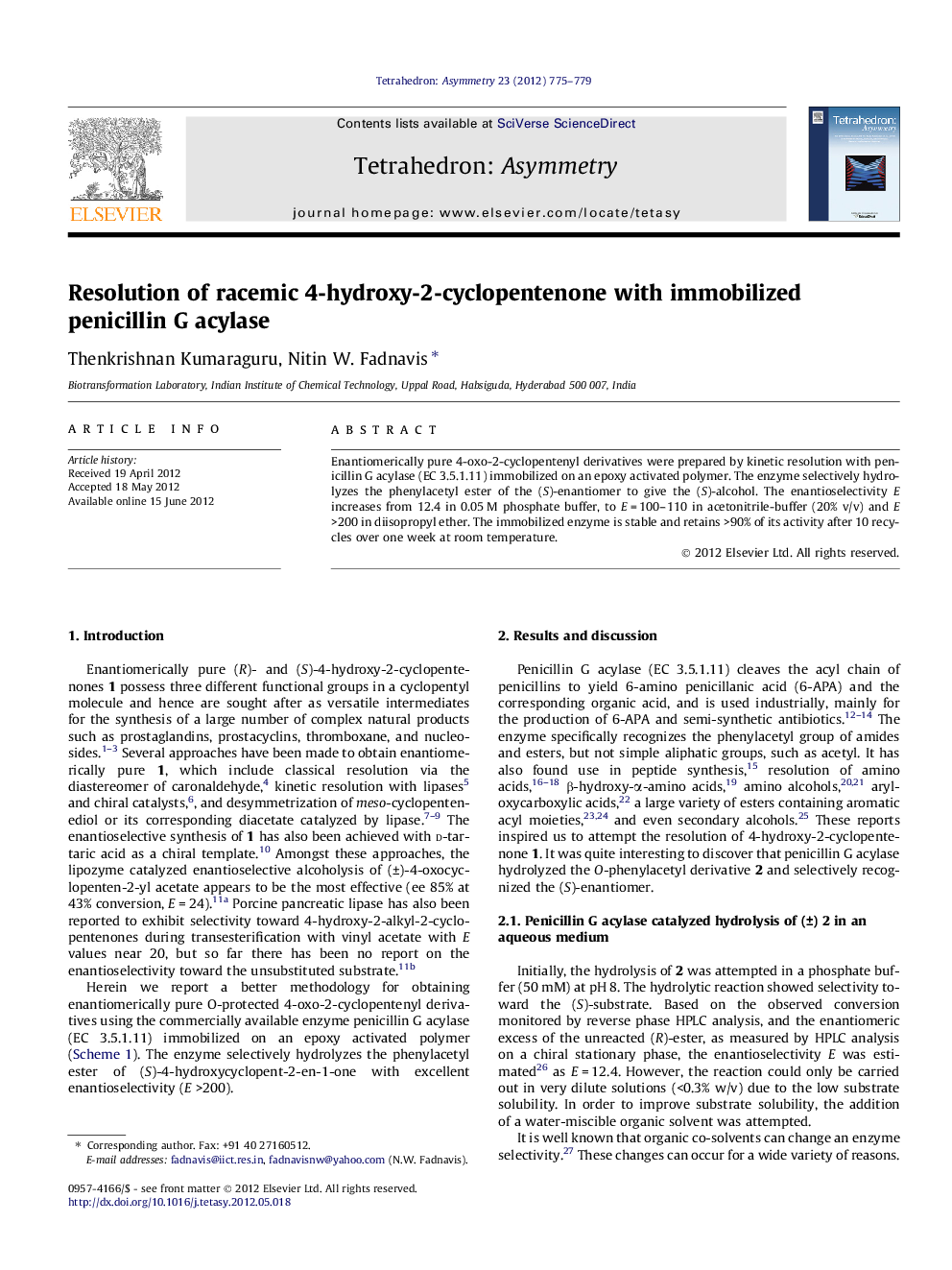 Resolution of racemic 4-hydroxy-2-cyclopentenone with immobilized penicillin G acylase