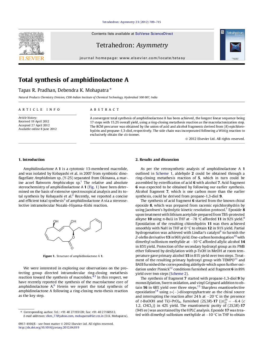 Total synthesis of amphidinolactone A