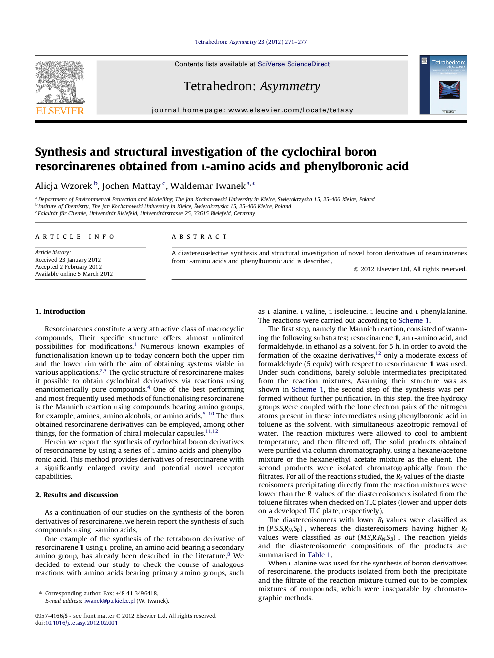 Synthesis and structural investigation of the cyclochiral boron resorcinarenes obtained from l-amino acids and phenylboronic acid
