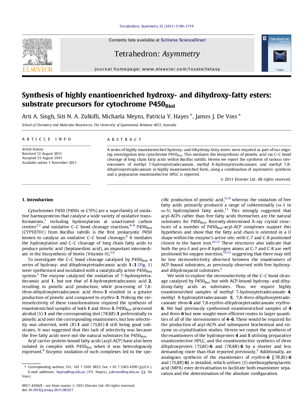 Synthesis of highly enantioenriched hydroxy- and dihydroxy-fatty esters: substrate precursors for cytochrome P450BioI